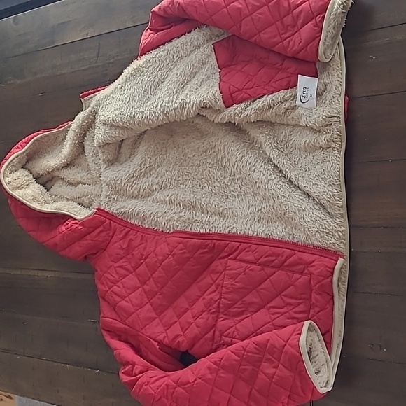 Zyia Red Sherpa Reversible Hooded Jacket size M - Picture 1 of 5